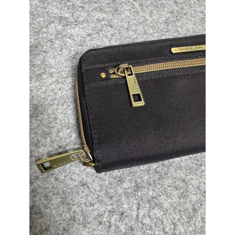 Travelon Wallet Black Travel Nylon Zip RFID Blocking‎
